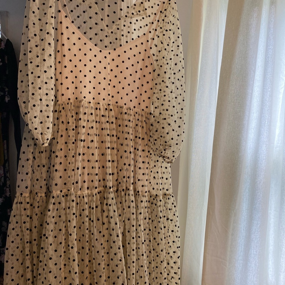 H & M flocked polka dot midi dress!